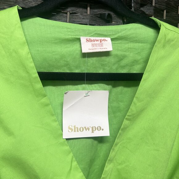 ShowPo Green Puff Sleeve Mini Wrap Dress Size 12 - Picture 3 of 7